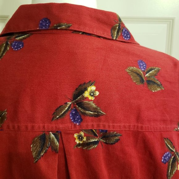 Vintage SK Wear red floral long sleeve button down size medium - Picture 3 of 7